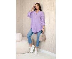 Moteriška oversize medvilninė mušelino palaidinė, violetinė