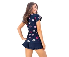 Moteriška pižama Kiss Short, tamsiai mėlyna
