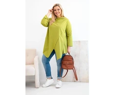 Moteriška Plus Size asimetrinė palaidinė su pariestomis rankovėmis, žalios spalvos