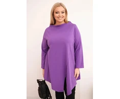 Moteriška Plus Size asimetrinė palaidinė su atlenkiamomis rankovėmis, violetinės spalvos