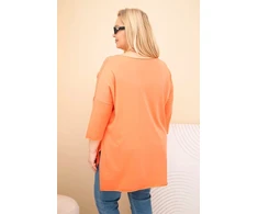 Moteriška Plus Size asimetriška palaidinė su dekoratyvine skarele, persikų spalvos
