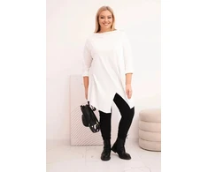 Moteriška Plus Size balta asimetrinė palaidinė