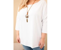 Moteriška Plus Size balta asimetrinė palaidinė
