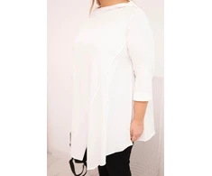 Moteriška Plus Size balta asimetrinė palaidinė