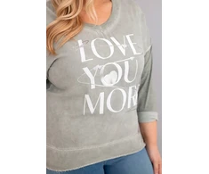 Moteriška Plus Size chaki palaidinė su užrašu „Love You More“