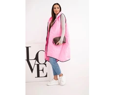 Moteriška Plus Size dygsniuota liemenė su gobtuvu, rožinės spalvos