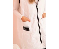 Moteriška Plus Size dygsniuota liemenė su gobtuvu, užsegama užtrauktuku, balta