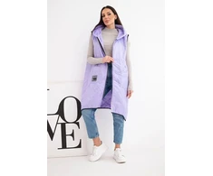 Moteriška Plus Size dygsniuota liemenė su gobtuvu ir užtrauktuku, šviesiai violetinė