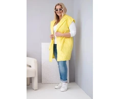 Moteriška Plus Size dygsniuota liemenė su diržu ir apykakle, geltonos spalvos