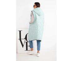 Moteriška Plus Size dygsniuota liemenė su gobtuvu, mėtų spalvos