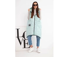 Moteriška Plus Size dygsniuota liemenė su gobtuvu, mėtų spalvos