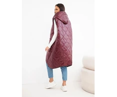 Moteriška Plus Size dygsniuota liemenė su gobtuvu ir užtrauktuku, turkio spalvos