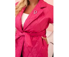 Moteriška Plus Size dygsniuota liemenė su diržu, rožinės spalvos