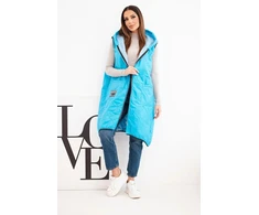 Moteriška Plus Size dygsniuota liemenė su gobtuvu ir užtrauktuku, turkio spalvos