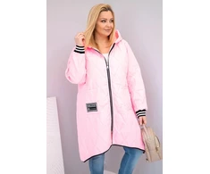Moteriška Plus Size dygsniuota striukė su gobtuvu, rožinės spalvos