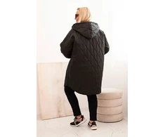 Moteriška Plus Size dygsniuota striukė su gobtuvu ir HOPE, juodos spalvos