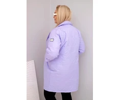 Moteriška Plus Size dygsniuota striukė su dekoratyvinėmis sagomis, šviesiai violetinė