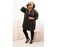 Moteriška Plus Size dygsniuota striukė su gobtuvu ir HOPE, juodos spalvos