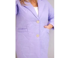 Moteriška Plus Size dygsniuota striukė su dekoratyvinėmis sagomis, šviesiai violetinė