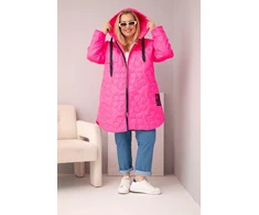 Moteriška Plus Size dygsniuota striukė su gobtuvu ir HOPE užrašu, rožinės spalvos