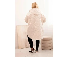 Moteriška Plus Size dygsniuota striukė su gobtuvu HOPE, šviesiai smėlio spalvos