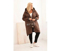 Moteriška Plus Size dygsniuota striukė su gobtuvu, ruda