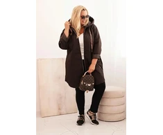 Moteriška Plus Size dygsniuota striukė su gobtuvu HOPE, rudos spalvos