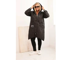 Moteriška Plus Size dygsniuota striukė su gobtuvu, juodos spalvos