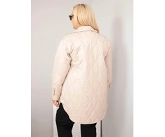 Moteriška Plus Size dygsniuota striukė su apykakle ir kišenėmis, tamsiai smėlio spalvos