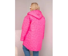 Moteriška Plus Size dygsniuota striukė su gobtuvu ir HOPE užrašu, rožinės spalvos