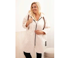 Moteriška Plus Size dygsniuota striukė su gobtuvu HOPE, šviesiai smėlio spalvos