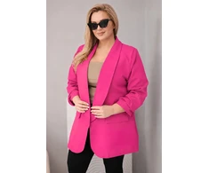 Moteriška Plus Size elegantiška fuksijos spalvos striukė