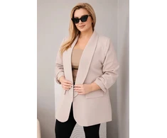 Moteriška Plus Size elegantiška palaidinė tamsiai smėlio spalvos