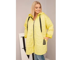 Moteriška Plus Size geltona striukė su gobtuvu ir HOPE užrašu
