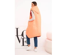 Moteriška Plus Size ilga liemenė su gobtuvu ir užtrauktuku, neoninė oranžinė