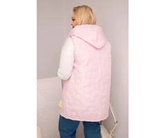 Moteriška Plus Size liemenė su gobtuvu, gėlių rašto, rožinės spalvos