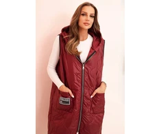 Moteriška Plus Size liemenė su gobtuvu, bordo spalvos