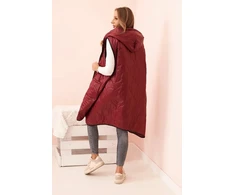 Moteriška Plus Size liemenė su gobtuvu, bordo spalvos