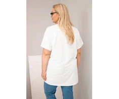 Moteriška Plus Size medvilninė palaidinė su drugelio aplikacijomis, balta