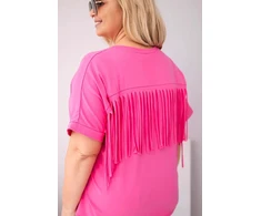 Moteriška Plus Size medvilninė palaidinė su V formos iškirpte, rožinės spalvos