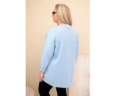 Moteriška Plus Size medvilninė palaidinė su leopardinėmis juostomis, mėlynos spalvos