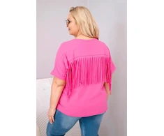 Moteriška Plus Size medvilninė palaidinė su V formos iškirpte, rožinės spalvos