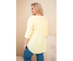 Moteriška Plus Size medvilninė palaidinė su sagute, geltonos spalvos