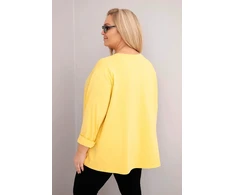 Moteriška Plus Size medvilninė palaidinė ilgomis rankovėmis, geltonos spalvos