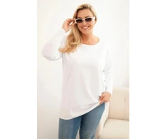 Moteriška Plus Size medvilninė palaidinė su apvalia iškirpte, balta