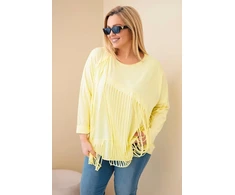 Moteriška Plus Size medvilninė palaidinė su kutais, geltonos spalvos
