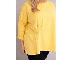 Moteriška Plus Size medvilninė palaidinė ilgomis rankovėmis, geltonos spalvos