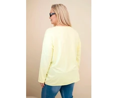 Moteriška Plus Size medvilninė palaidinė su kutais, geltonos spalvos