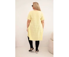 Moteriška Plus Size medvilninė suknelė, geltonos spalvos