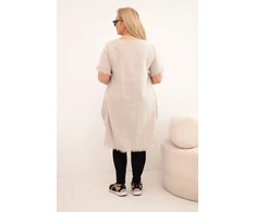 Moteriška Plus Size medvilninė suknelė, smėlio spalvos